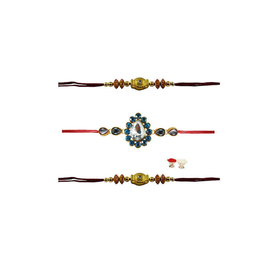 Multi Stone Stud-Handmade  Beads Rakhi