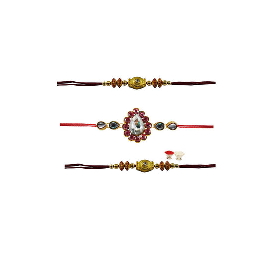Multi Stone Stud-Handmade  Beads Rakhi