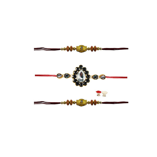 Multi Stone Stud-Handmade  Beads Rakhi