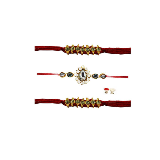 Multi Stone Stud-Handmade  Beads Rakhi
