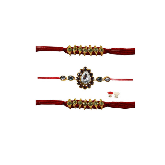 Multi Stone Stud-Handmade  Beads Rakhi