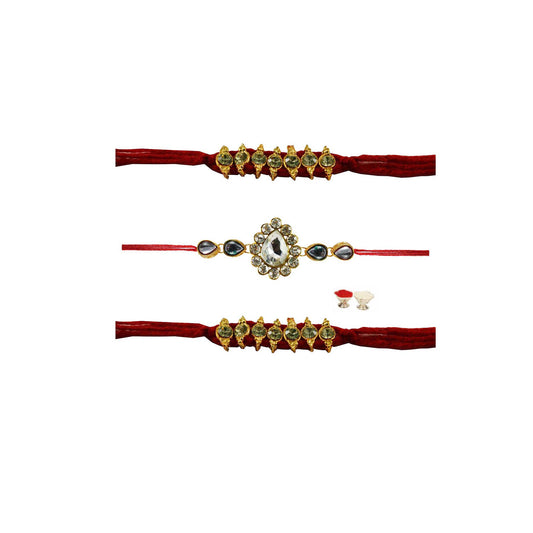 Multi Stone Stud-Handmade  Beads Rakhi