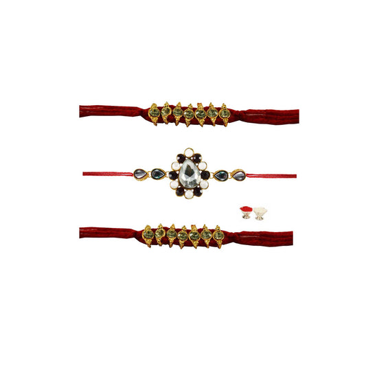 Multi Stone Stud-Handmade  Beads Rakhi