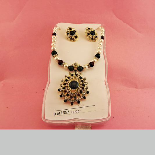Moti Stud Necklace sku-ret139