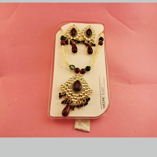 Moti Stud Necklace sku-ret144