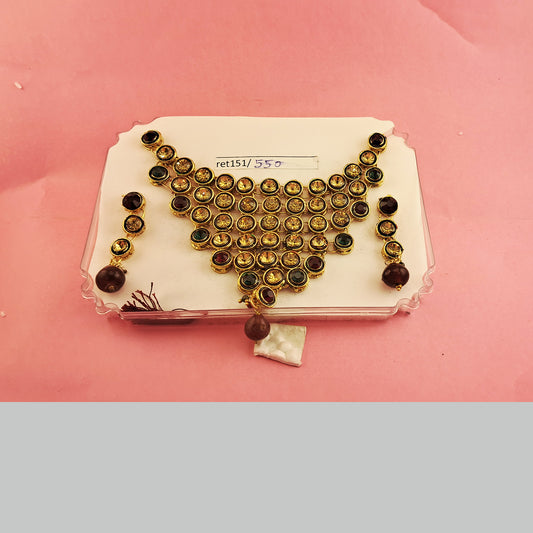 Stone Stud Necklace sku-ret151
