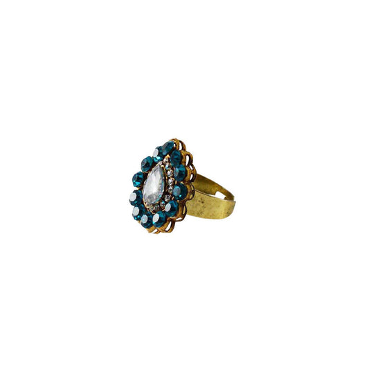 Multi Stone Stud-Gold Platted Brass Ring Pack Of-1 (sku-rin130)