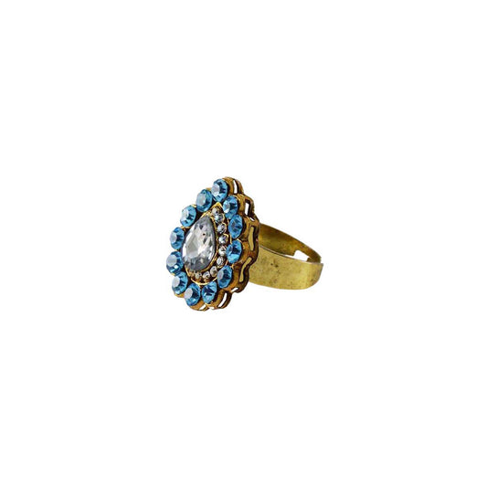 Multi Stone Stud-Gold Platted Brass Ring Pack Of-1 (sku-rin131)