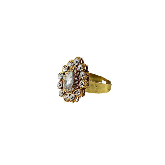 Multi Stone Stud-Gold Platted Brass Ring Pack Of-1 (sku-rin133)