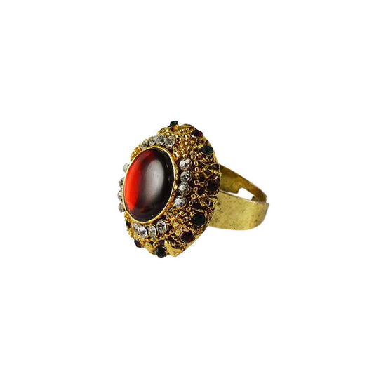 Multi Stone Stud-Gold Platted Brass Ring Pack Of-1 (sku-rin137)