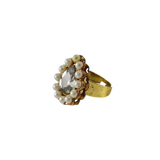 Multi Stone Stud-Gold Platted Brass Ring Pack Of-1 (sku-rin142)