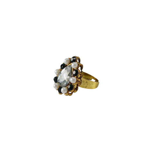 Multi Stone Stud-Gold Platted Brass Ring Pack Of-1 (sku-rin144)