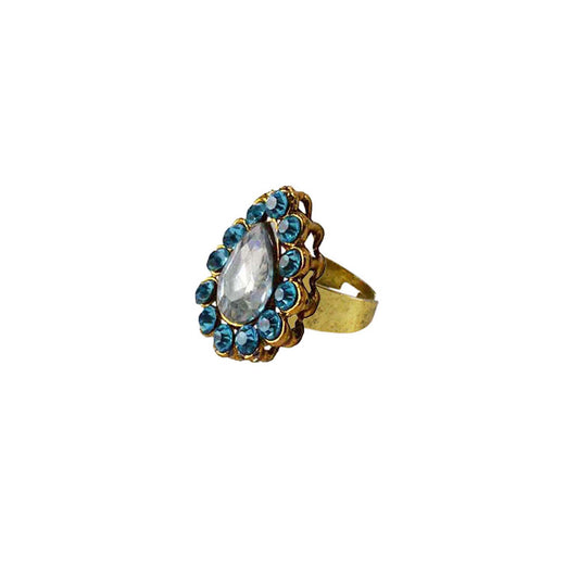 Multi Stone Stud-Gold Platted Brass Ring Pack Of-1 (sku-rin148)
