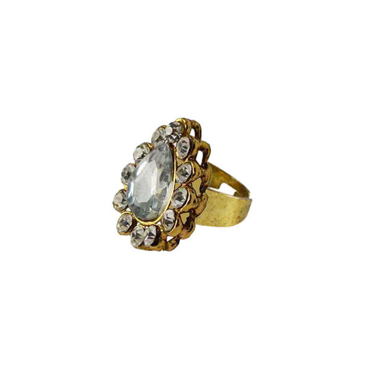 Multi Stone Stud-Gold Platted Brass Ring Pack Of-1 (sku-rin149)