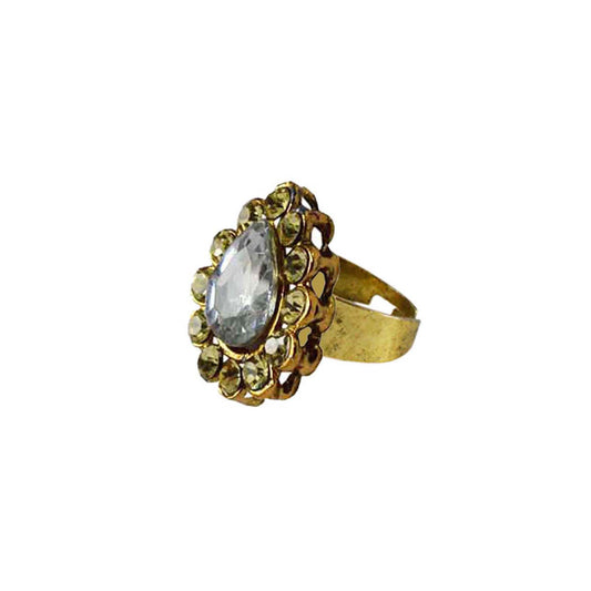 Multi Stone Stud-Gold Platted Brass Ring Pack Of-1 (sku-rin150)