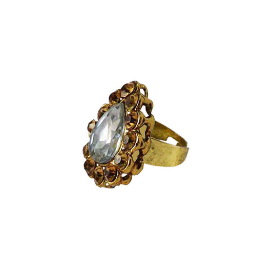 Multi Stone Stud-Gold Platted Brass Ring Pack Of-1 (sku-rin151)