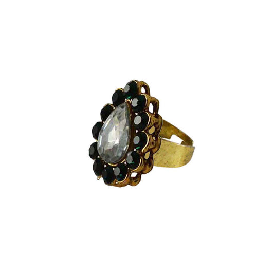 Multi Stone Stud-Gold Platted Brass Ring Pack Of-1 (sku-rin152)