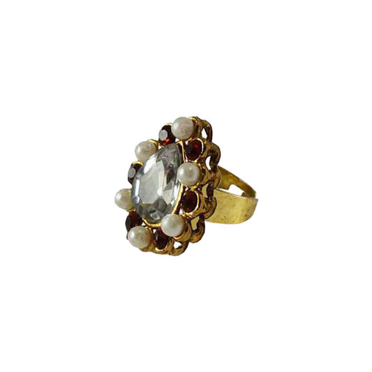 Multi Stone Stud-Gold Platted Brass Ring Pack Of-1 (sku-rin153)