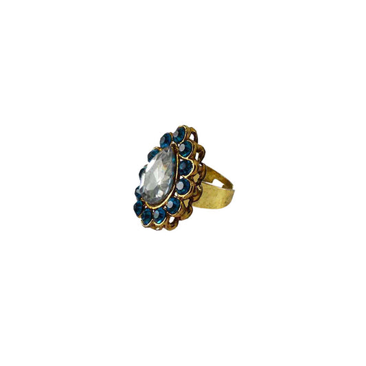Multi Stone Stud-Gold Platted Brass Ring Pack Of-1 (sku-rin156)