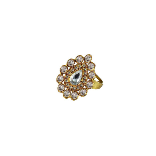 Multi Stone Stud-Gold Platted Brass Ring Pack Of-1 (sku-rin160)