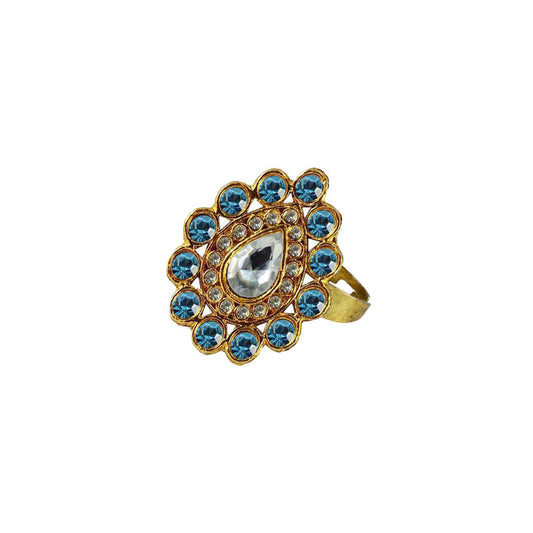 Multi Stone Stud-Gold Platted Brass Ring Pack Of-1 (sku-rin168)