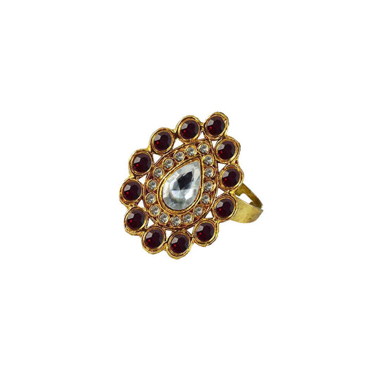 Multi Stone Stud-Gold Platted Brass Ring Pack Of-1 (sku-rin169)