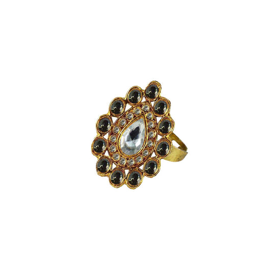 Multi Stone Stud-Gold Platted Brass Ring Pack Of-1 (sku-rin173)