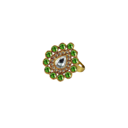 Multi Stone Stud-Gold Platted Brass Ring Pack Of-1 (sku-rin177)