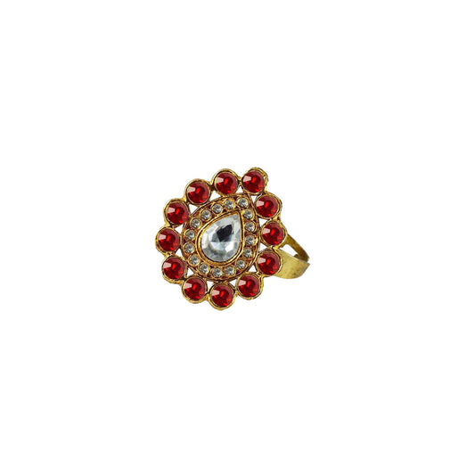 Multi Stone Stud-Gold Platted Brass Ring Pack Of-1 (sku-rin178)