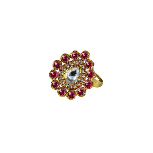 Multi Stone Stud-Gold Platted Brass Ring Pack Of-1 (sku-rin180)