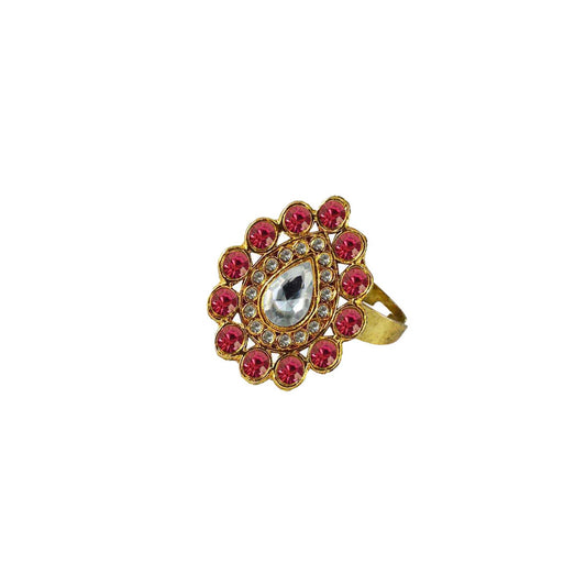 Multi Stone Stud-Gold Platted Brass Ring Pack Of-1 (sku-rin181)