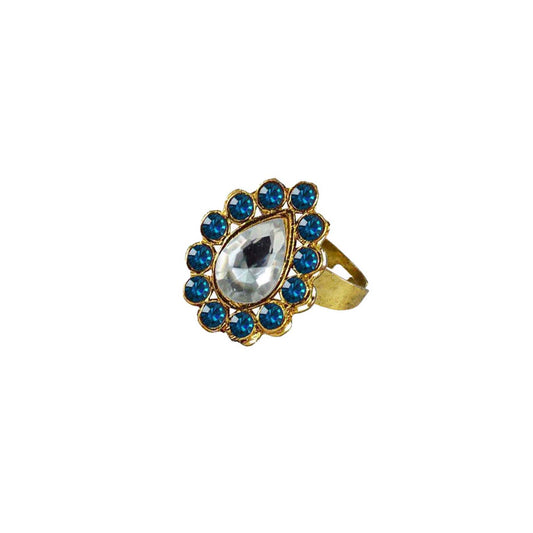 Multi Stone Stud-Gold Platted Brass Ring Pack Of-1 (sku-rin184)