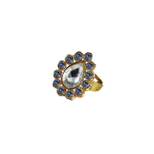 Multi Stone Stud-Gold Platted Brass Ring Pack Of-1 (sku-rin186)