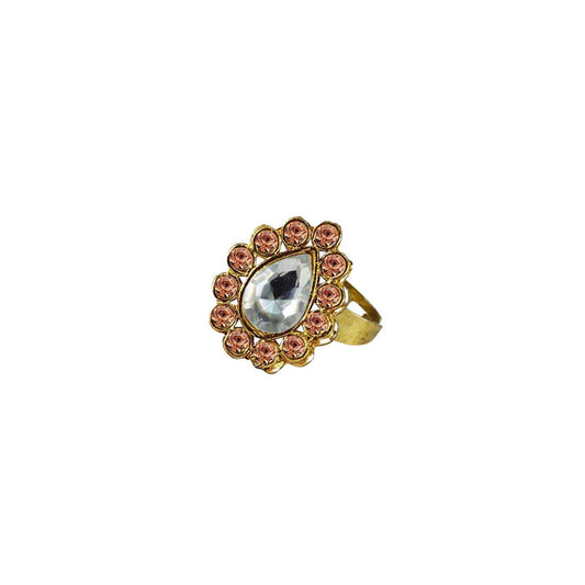Multi Stone Stud-Gold Platted Brass Ring Pack Of-1 (sku-rin187)
