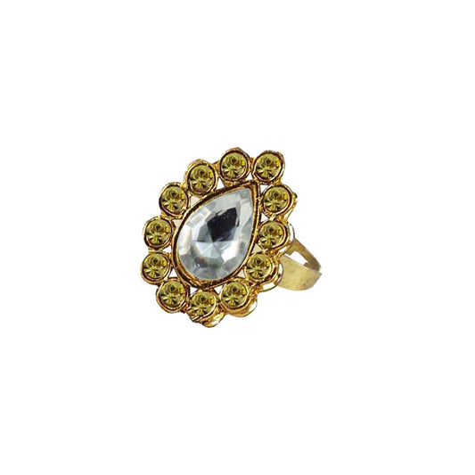 Multi Stone Stud-Gold Platted Brass Ring Pack Of-1 (sku-rin188)