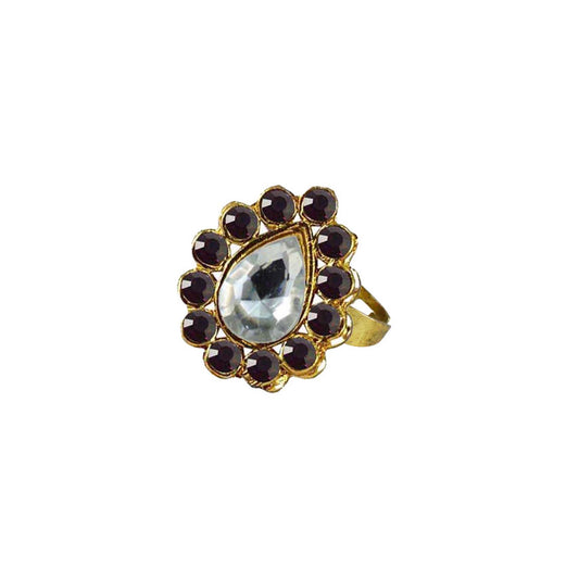 Multi Stone Stud-Gold Platted Brass Ring Pack Of-1 (sku-rin189)