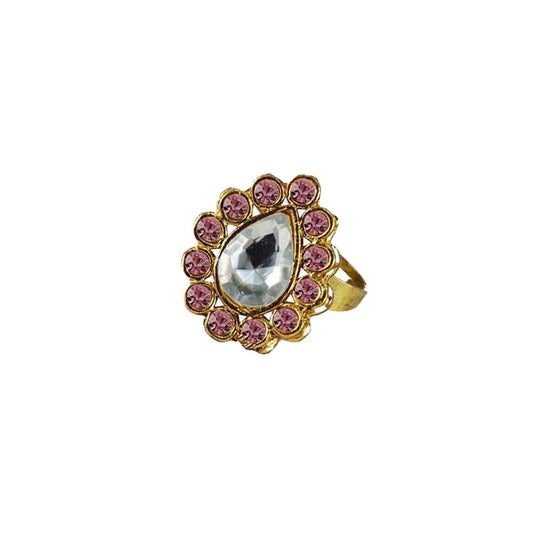 Multi Stone Stud-Gold Platted Brass Ring Pack Of-1 (sku-rin190)