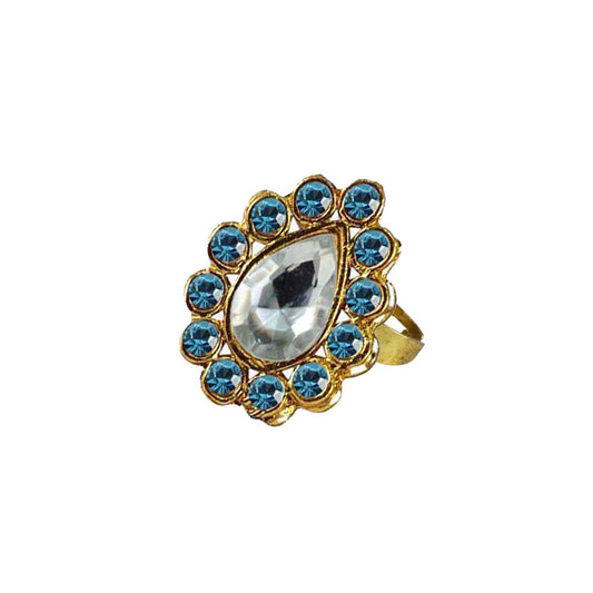 Multi Stone Stud-Gold Platted Brass Ring Pack Of-1 (sku-rin191)