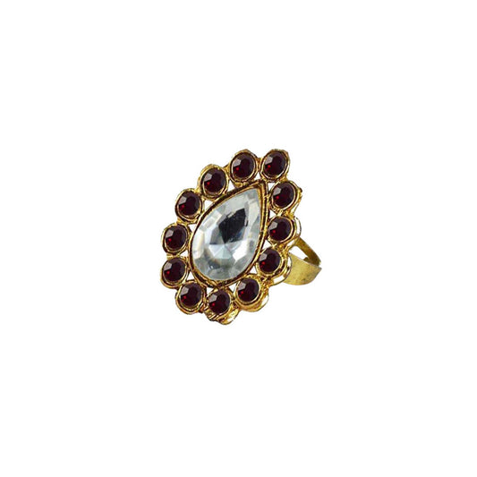 Multi Stone Stud-Gold Platted Brass Ring Pack Of-1 (sku-rin192)