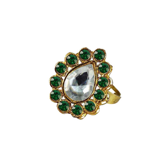 Multi Stone Stud-Gold Platted Brass Ring Pack Of-1 (sku-rin193)