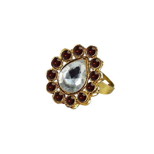 Multi Stone Stud-Gold Platted Brass Ring Pack Of-1 (sku-rin194)
