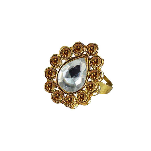 Multi Stone Stud-Gold Platted Brass Ring Pack Of-1 (sku-rin195)
