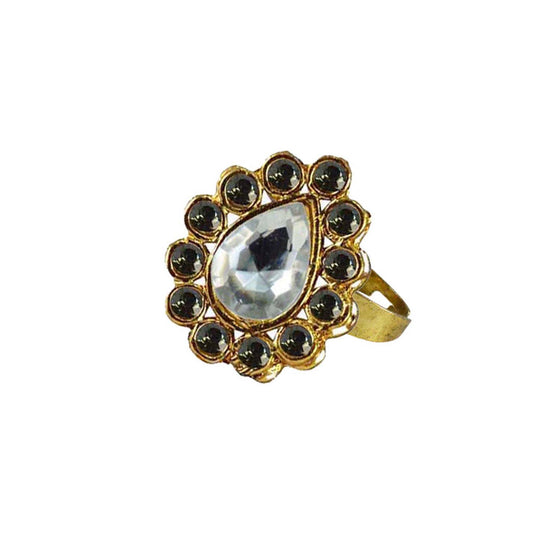 Multi Stone Stud-Gold Platted Brass Ring Pack Of-1 (sku-rin196)
