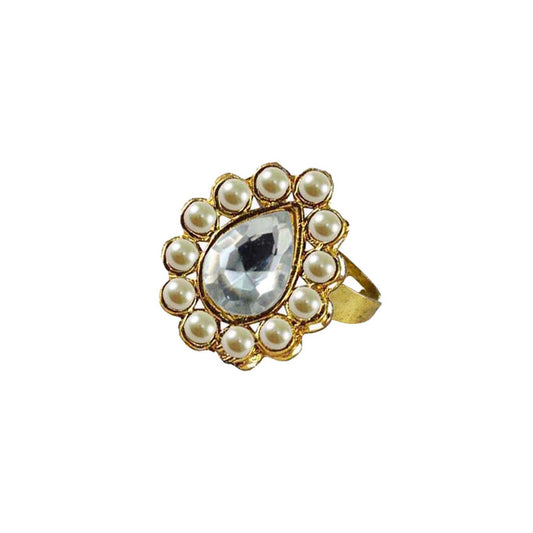 Multi Stone Stud-Gold Platted Brass Ring Pack Of-1 (sku-rin197)