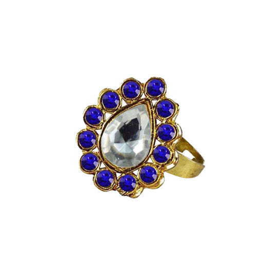 Multi Stone Stud-Gold Platted Brass Ring Pack Of-1 (sku-rin198)