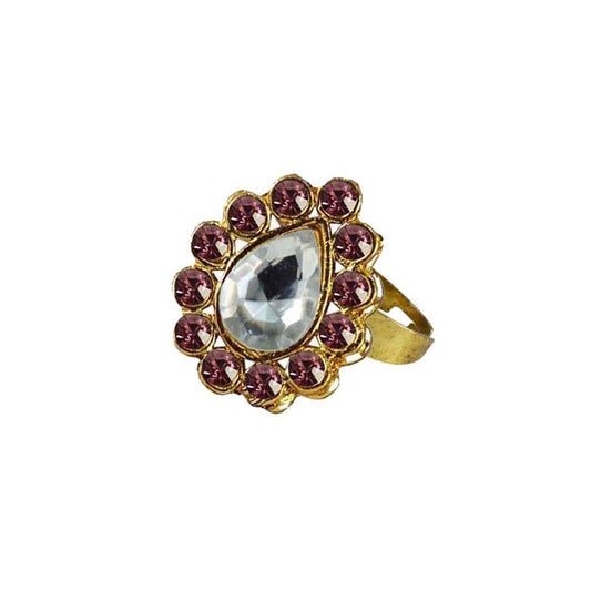Multi Stone Stud-Gold Platted Brass Ring Pack Of-1 (sku-rin199)