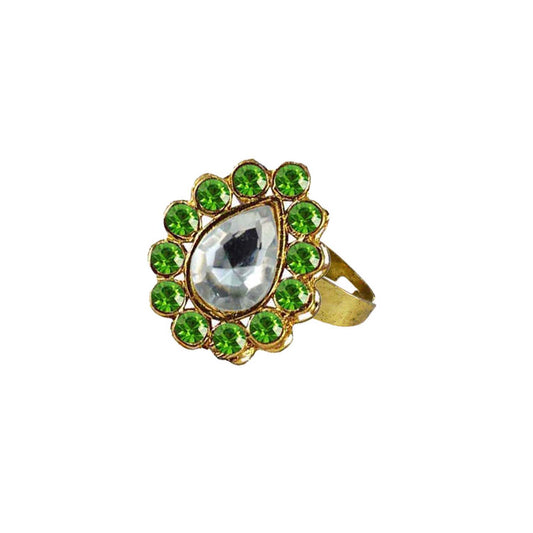 Multi Stone Stud-Gold Platted Brass Ring Pack Of-1 (sku-rin200)