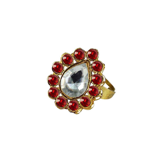 Multi Stone Stud-Gold Platted Brass Ring Pack Of-1 (sku-rin201)