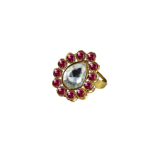 Multi Stone Stud-Gold Platted Brass Ring Pack Of-1 (sku-rin203)