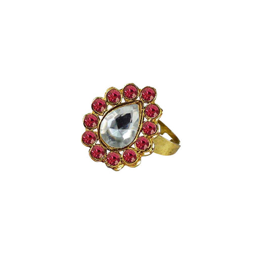 Multi Stone Stud-Gold Platted Brass Ring Pack Of-1 (sku-rin204)